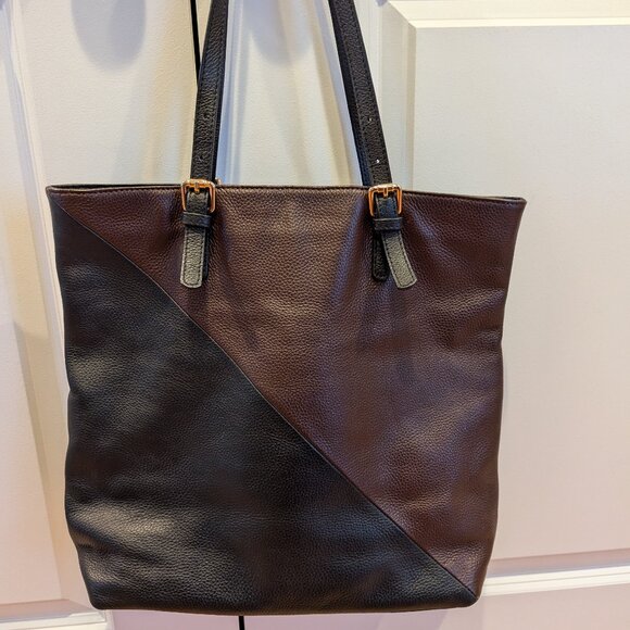 Leather Tote, Two-tone - Picture 1 of 6